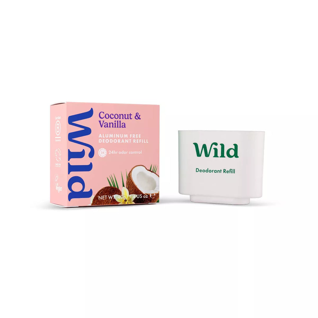Wild Cosmetics Cream Deodorant Refill - Coconut & Vanilla - Aluminum-Free 1.4Oz: Vegan, Naturally Derived Ingredients