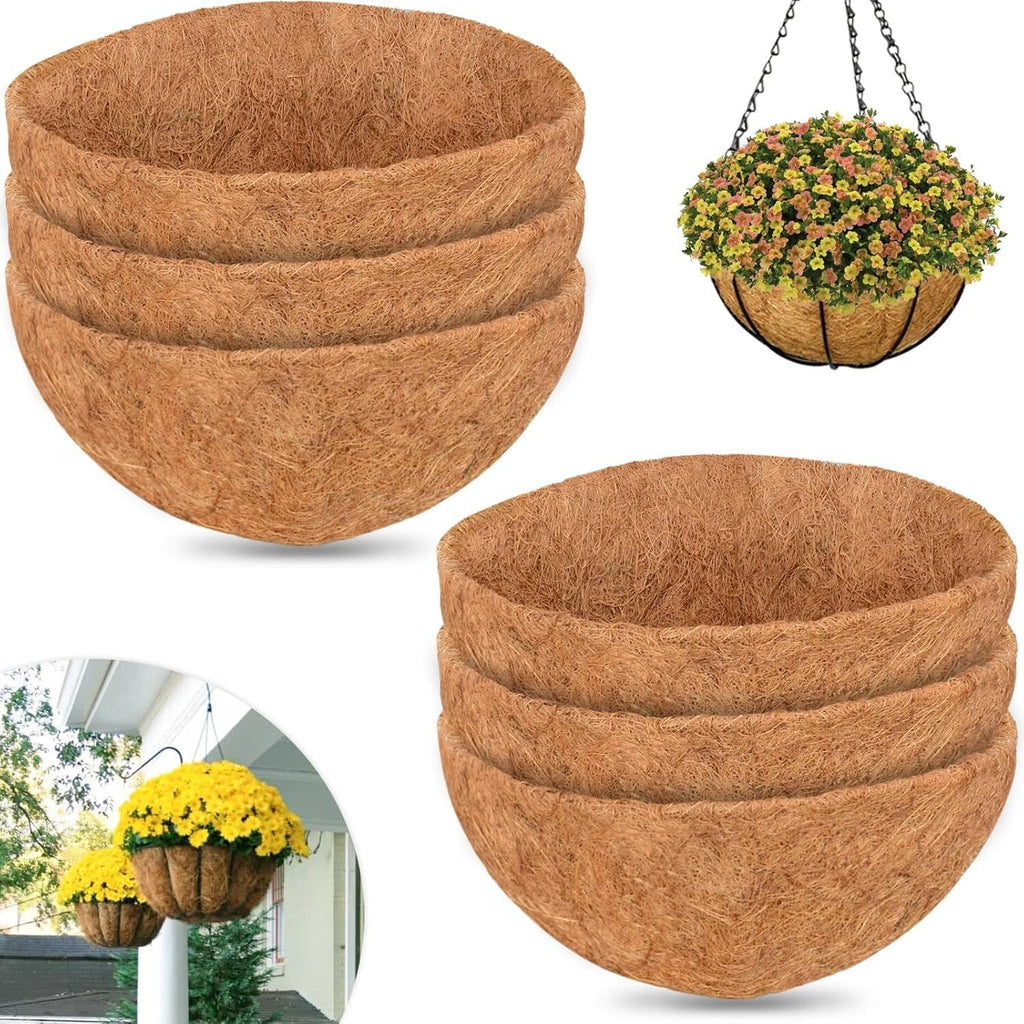 6Pcs 14Inch Coconut Liners for Planters round Hanging Basket Liners 100% Natural