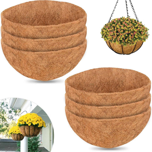 6Pcs 14Inch Coconut Liners for Planters round Hanging Basket Liners 100% Natural