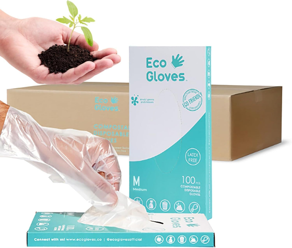 Plant-Based Compostable Eco-Friendly Gloves for Food Prep & Cleaning